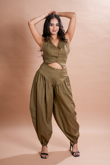 Olive Drift Balloon Co-ord Set