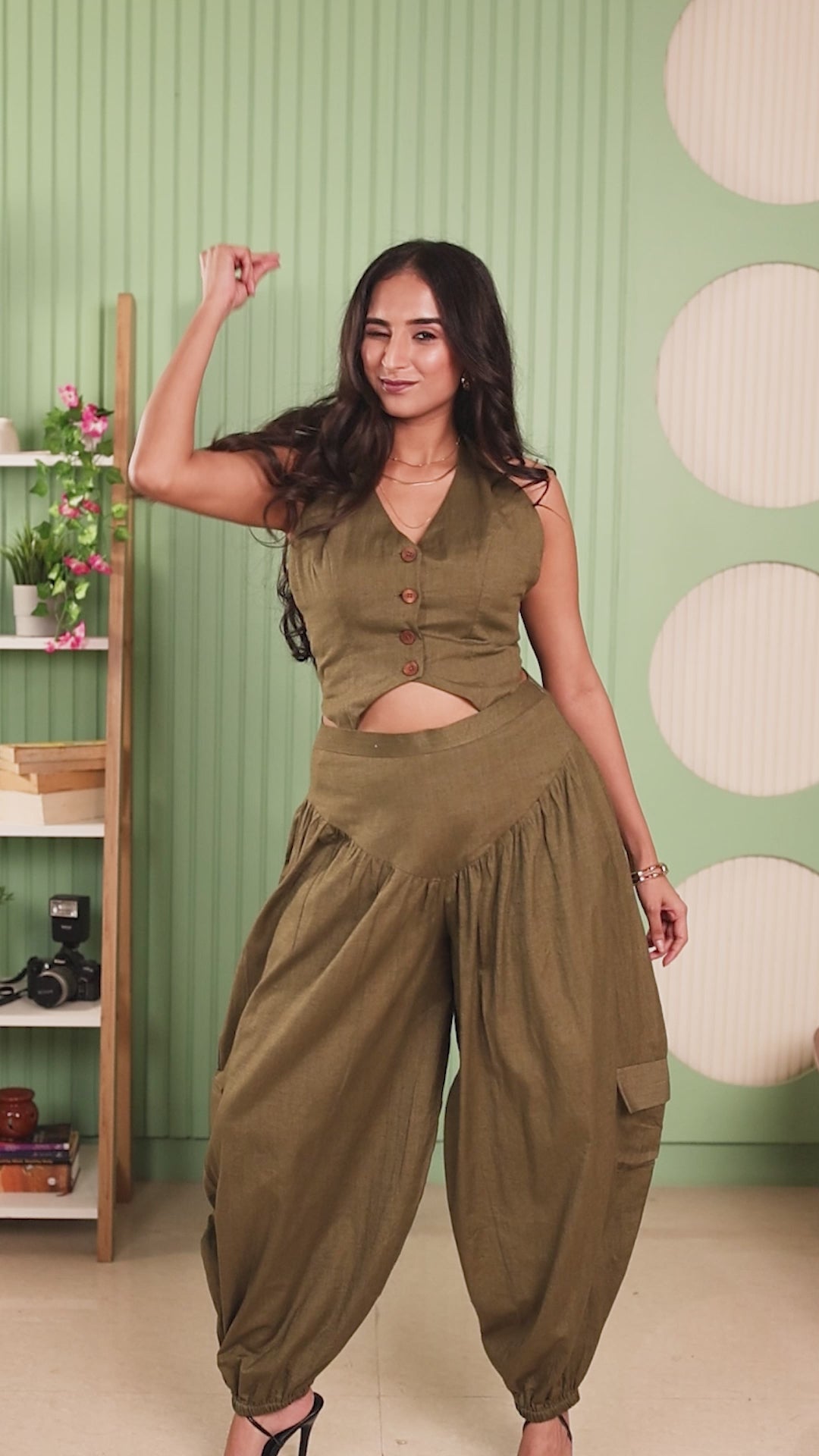 Olive Drift Balloon Co-ord Set